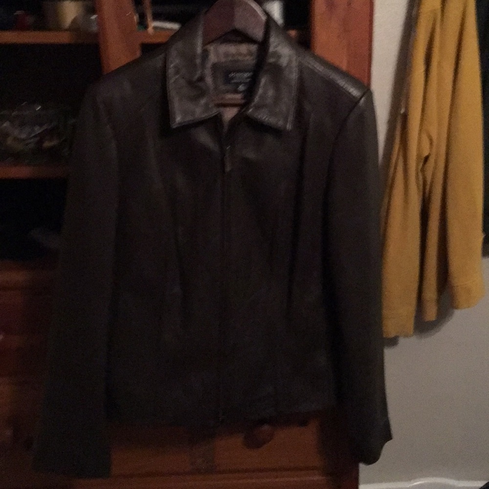 Brown leather jacket